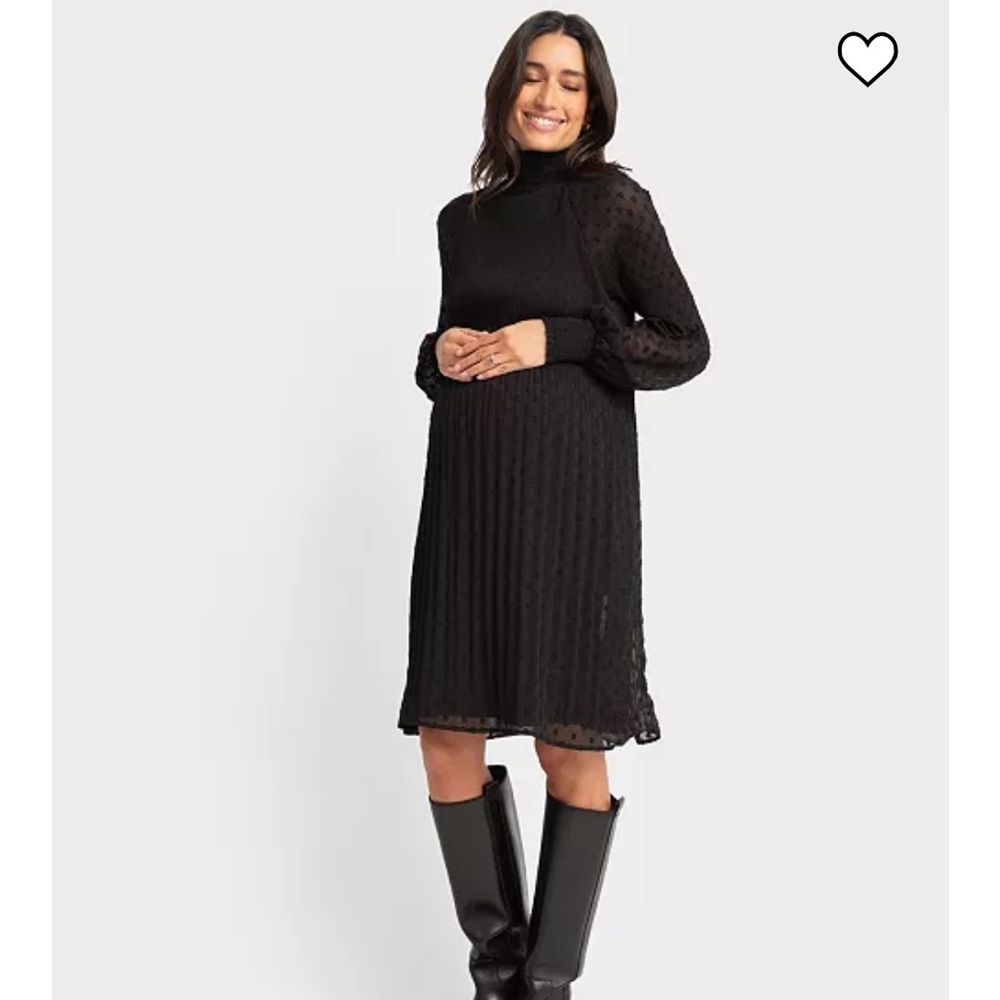 NWT Seraphine Black Pleated Bishop Sleeve Dress - Picture 7 of 11